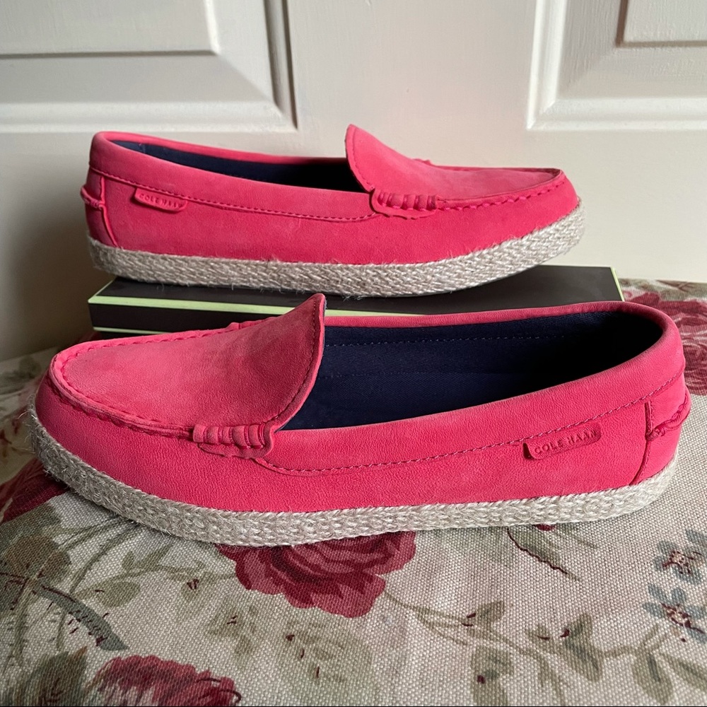 Cole Haan Nantucket Jute Espadrille Coral Pink Teaberry Loafer Shoes NEW